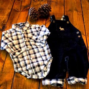Baby Boy Matching Onesie W/ Overalls